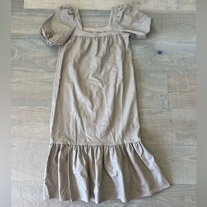 ASOS design taupe faux leather pleather puff balloon sleeve dress